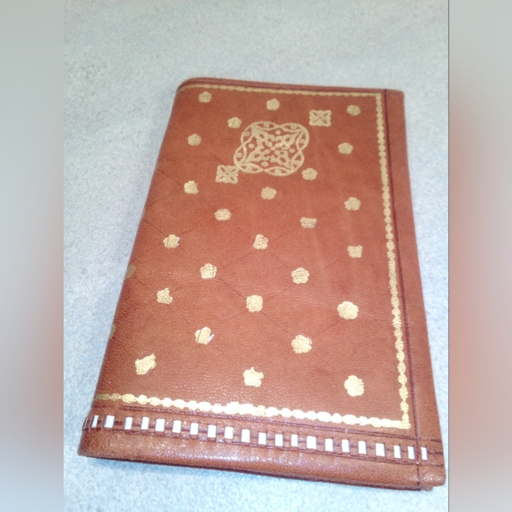 Bifold Leather Gold Embossed Moroccan Wallet Vintage